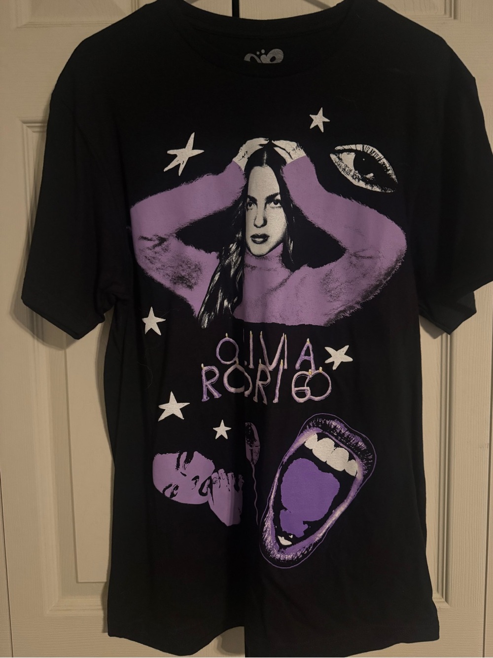 & Other Stories Olivia Rodrigo Black Tee with Lavender Graphic Print